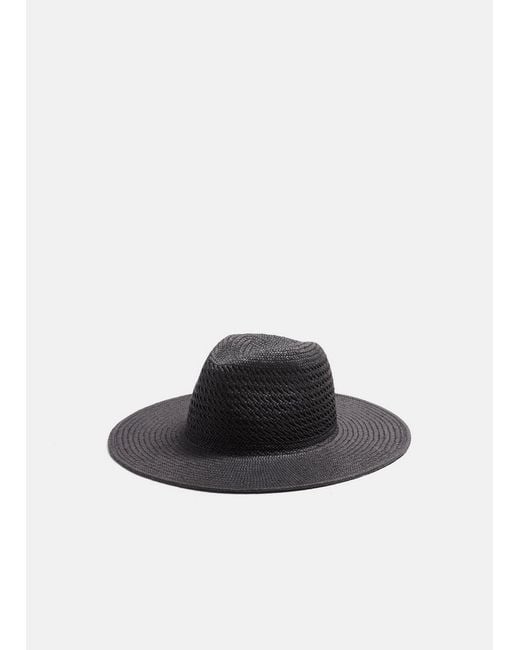 Vince Black Packable Vented Straw Hat