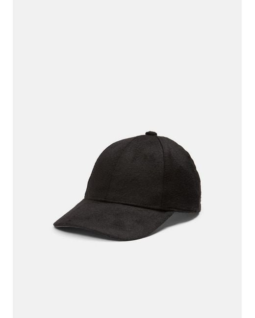 Vince Black Leather-Trim Cashmere Baseball Cap