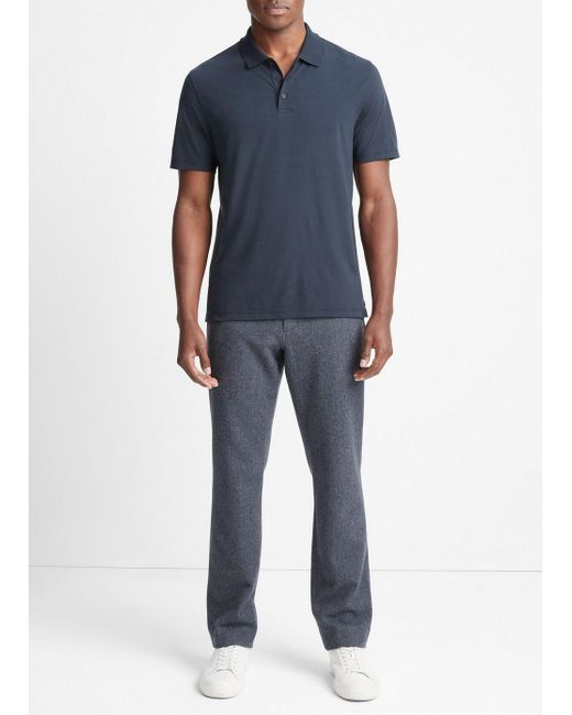 Vince Pima Cotton Short-sleeve Polo Shirt, Blue, Size Xl for men