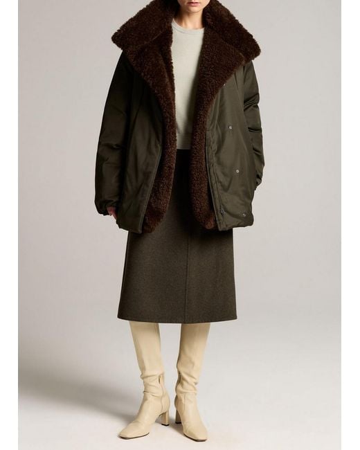 Vince Black Faux-Fur-Lined Puffer Coat