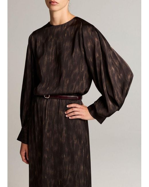 Vince Black Spotted Satin Tie-Neck Raglan Top