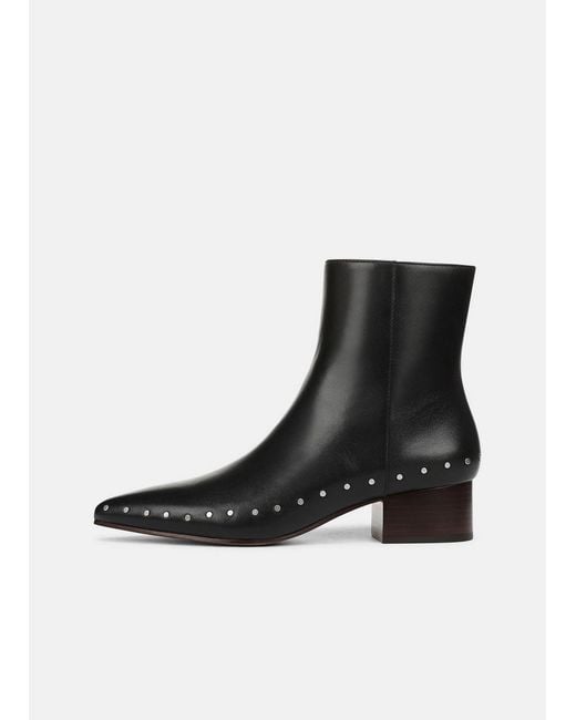 Vince Black August Studded Leather Ankle Boot