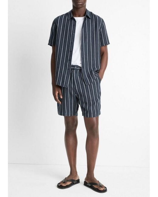 Vince Blue Mesa Stripe Hemp Beach Short for men