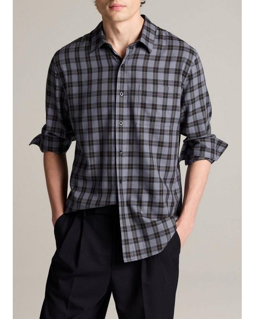 Vince Black Allen Plaid Cotton-Blend Button-Front Shirt for men