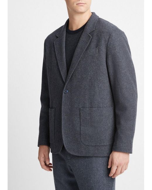 Vince Gray Herringbone Wool-blend Flannel Blazer, Multicolor, Size Xxl for men