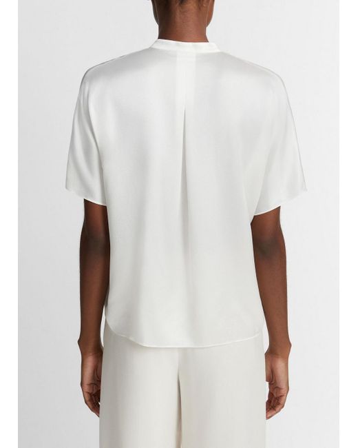 Vince Silk Dolman Short-sleeve Blouse, Off White, Size S
