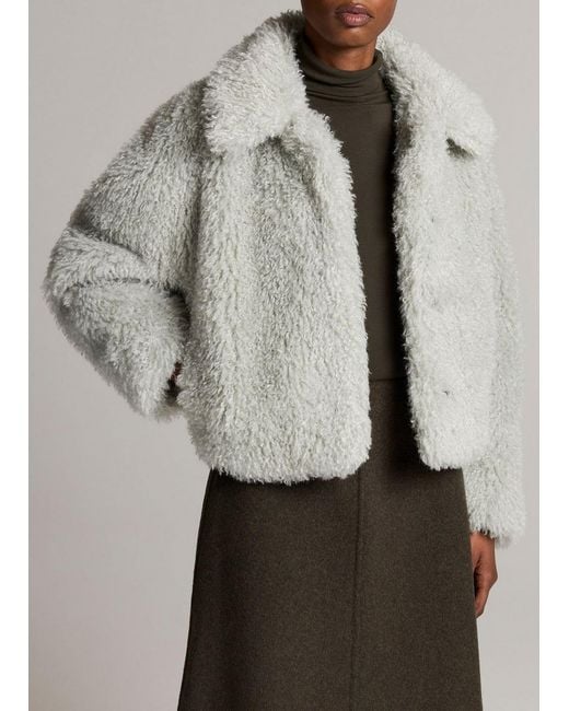 Vince Gray Faux-Fur Cropped Jacket