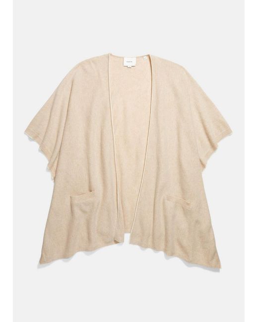 Vince Natural Tipped Jersey-knit Cashmere Cape, Oak/white