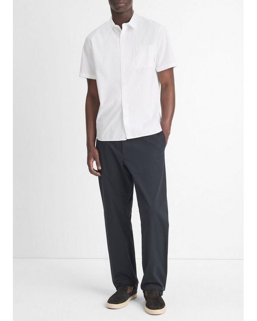 Vince White Garment Dye Cotton Poplin Button-Front Shirt for men