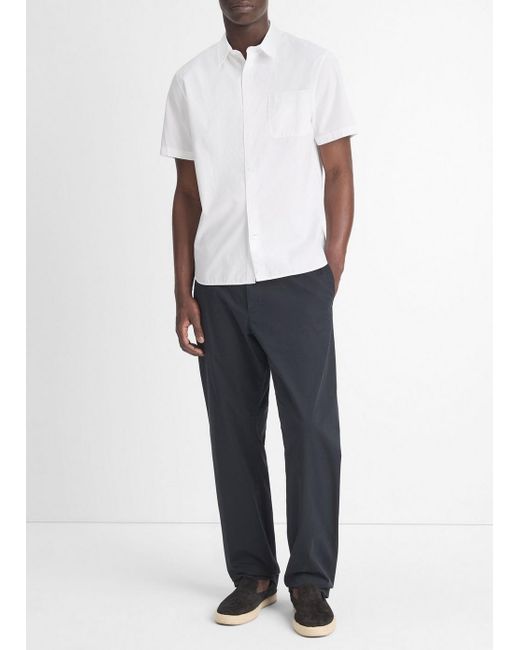 Vince White Garment Dye Cotton Poplin Button-Front Shirt, Washed Optic for men