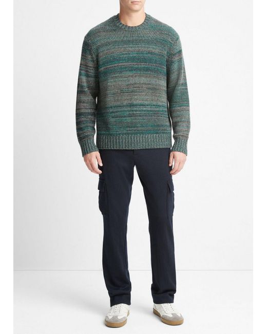Vince Blue Marled Cashmere-wool Crew Neck Sweater, Green, Size M for men