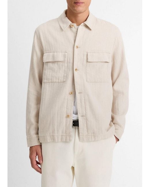 Vince Natural Herringbone Linen-Cotton Shirt Jacket for men
