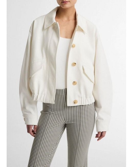 Vince White Cotton Bomber Jacket