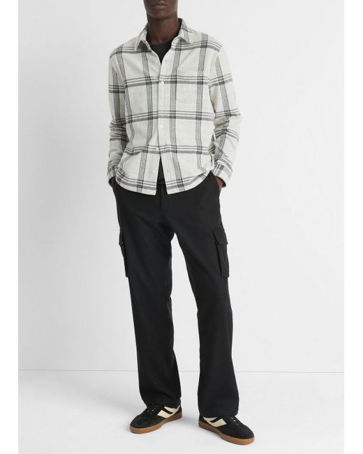 Vince White Plaid Cotton-Blend Knit Shirt Jacket for men