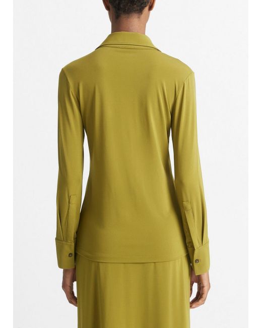 Vince Yellow Slim Long-sleeve Button-front Shirt, Green, Size M