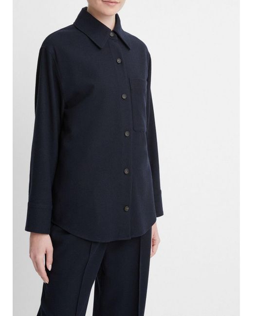 Vince Brushed Wool-blend Flannel Shirt Jacket, Coastal Blue, Size Xxs
