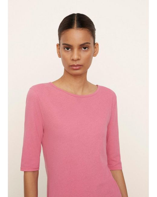 Vince Cotton Elbow Sleeve Crew Neck Tee 