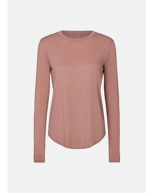 Vince Pink Pima Cotton-Blend Long-Sleeve T-Shirt