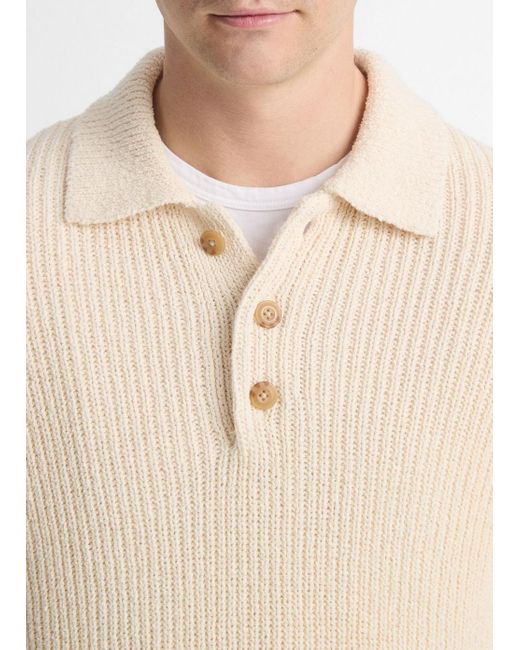 Vince White Italian Cotton-blend Shaker Polo Sweater, Bone, Size Xxl for men