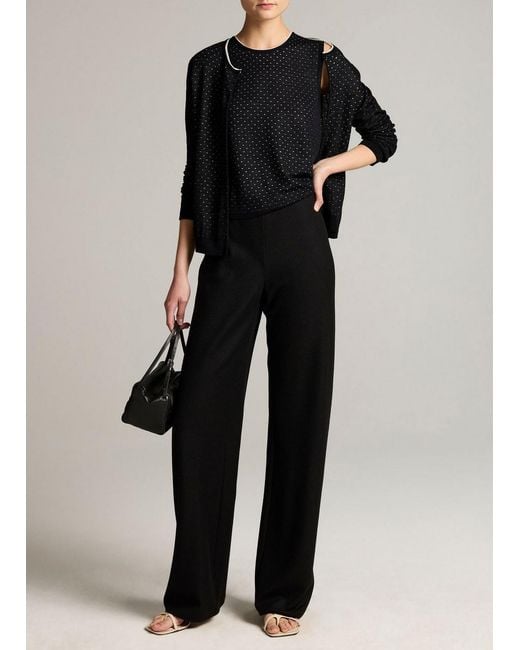 Vince Black Colette High-Rise Italian Wool-Blend Flannel Bias Pant