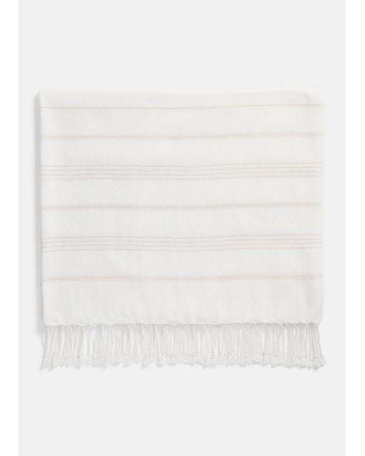 Vince White Stripe Cotton-Cashmere Wrap