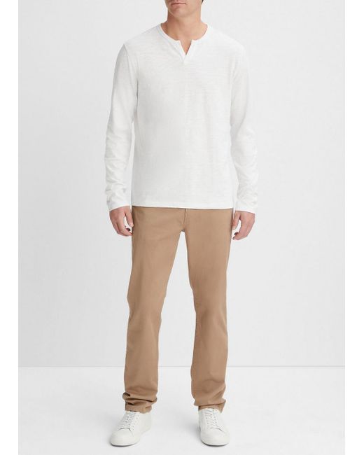 Vince Slub Cotton Split-neck T-shirt, White, Size L for men