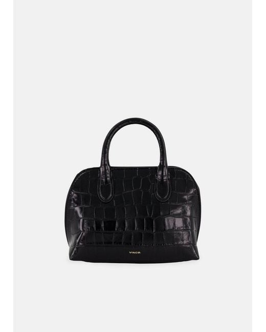 Vince Black Delphine Croc-Embsed Leather Mini Bag
