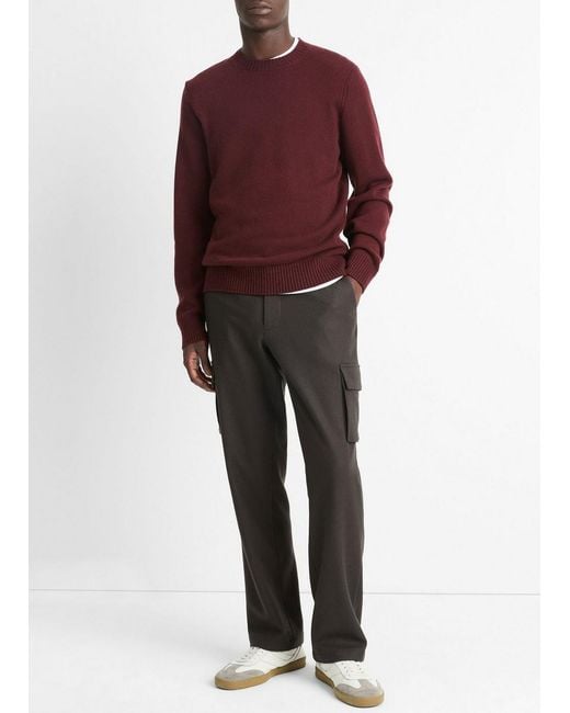 Vince Red Classic Wool-Cashmere Crew Neck Sweater for men