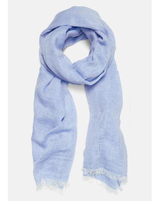 Vince Blue Cotton Gauze Bi-Color Scarf
