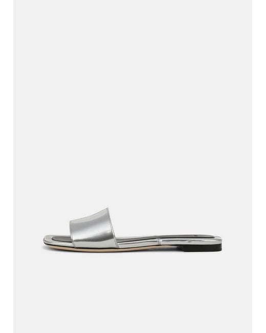 Vince White Valeria Metallic Leather Slide Sandal