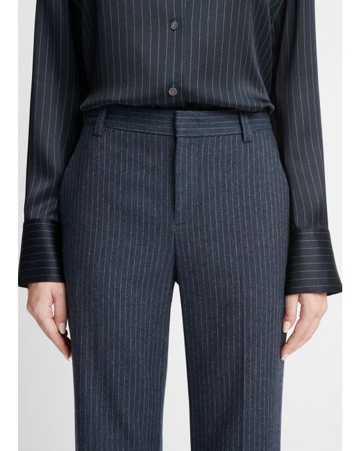 Vince Blue Pinstripe Flannel Trouser, Multicolor, Size 10
