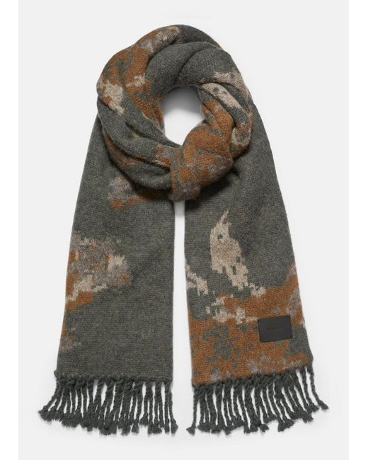 Vince Gray Abstract Floral Brushed Alpaca-blend Scarf, Green for men