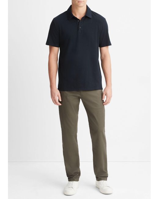 Vince Blue Garment Dye Short-sleeve Polo Shirt, Washed Coastal, Size Xxl for men