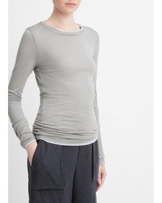 Vince Gray Double-layer Long-sleeve T-shirt, Multicolor, Size Xxs