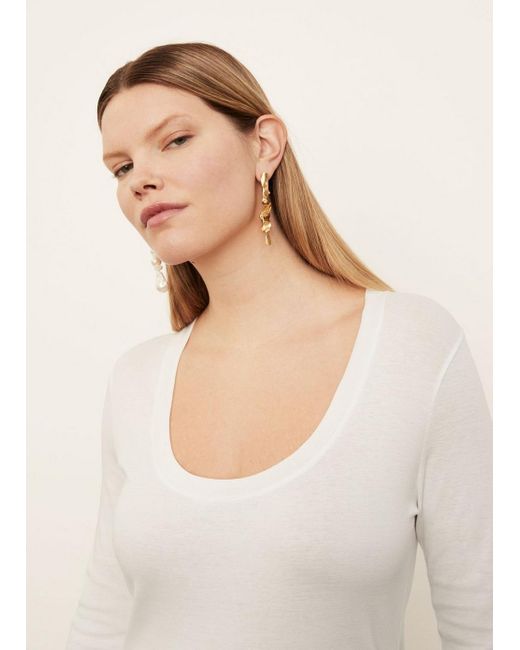 Vince Cotton Scoop Neck Long Sleeve Tee 