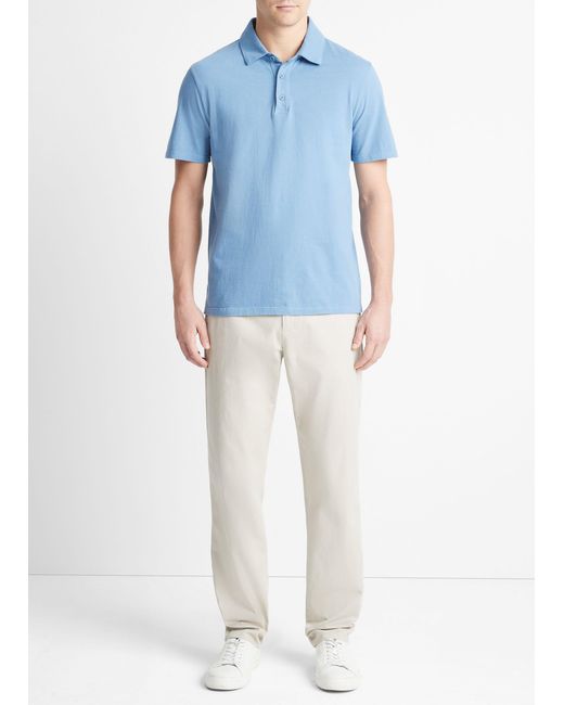 Vince Blue Garment Dye Short-sleeve Polo Shirt, Washed Lake View, Size Xl for men