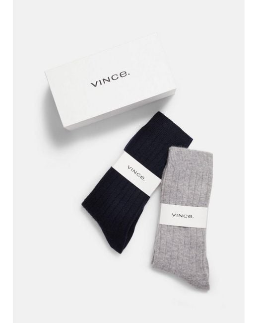 Vince White Boxed Sock Gift Set, Blue, Size L/xl for men