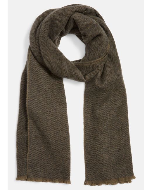 Vince Green Herringbone Cashmere Scarf for men