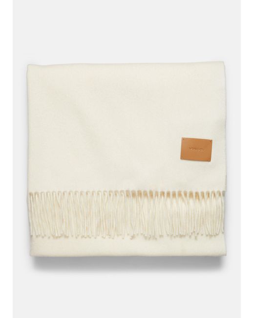 Vince Natural Wool Fringed Wrap, White