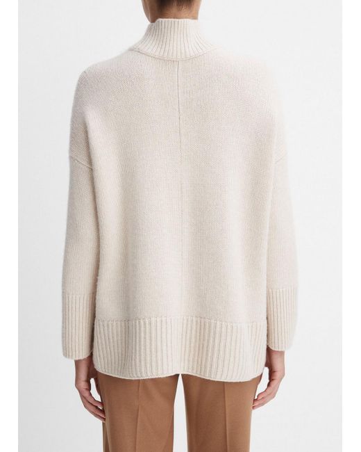 Vince White Wool And Cashmere Trapeze Turtleneck Sweater, Brown, Size M/l