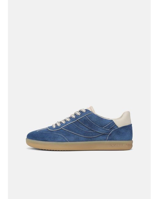 Vince Blue Oasis Contrast-Edge Suede Sneaker