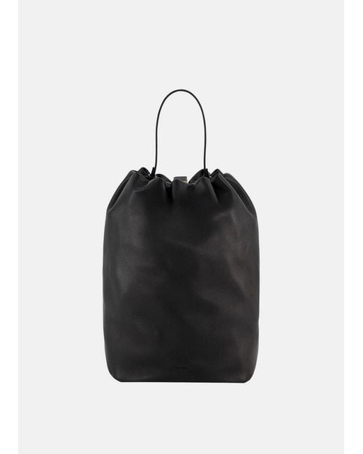 Vince Black Sarai Leather Drawstring Backpack
