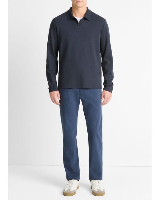 Vince Blue Milano Pima Cotton-Blend Johnny-Collar Shirt for men