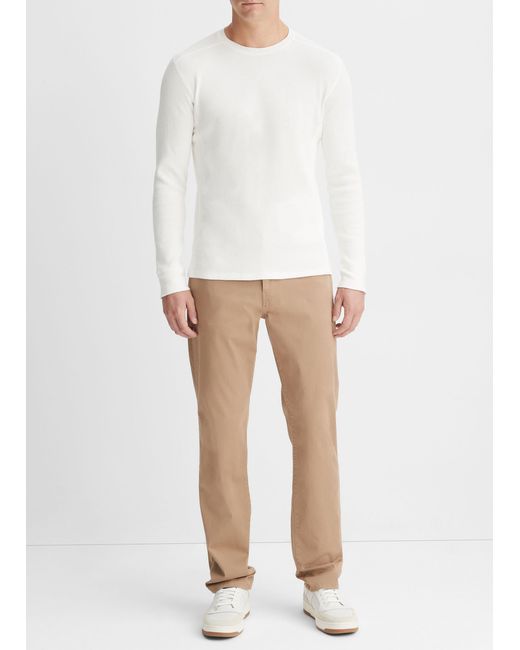 Vince Thermal Long Sleeve Crew Neck Pullover, Off White, Size Xl for men