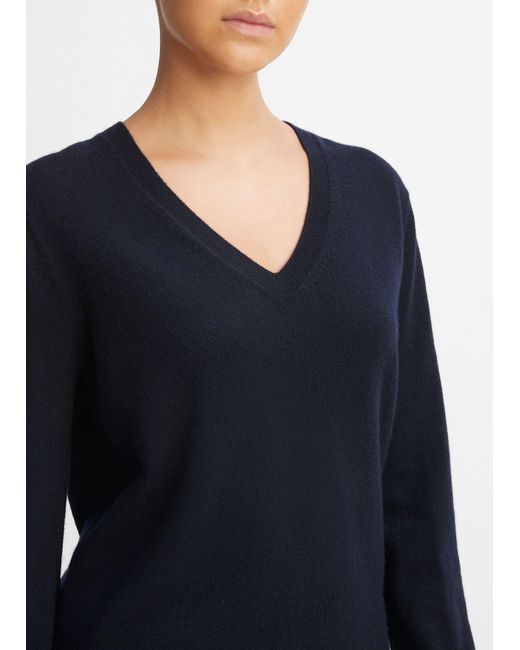 Vince Black Cashmere Weekend V-neck Sweater, Coastal Blue, Size L