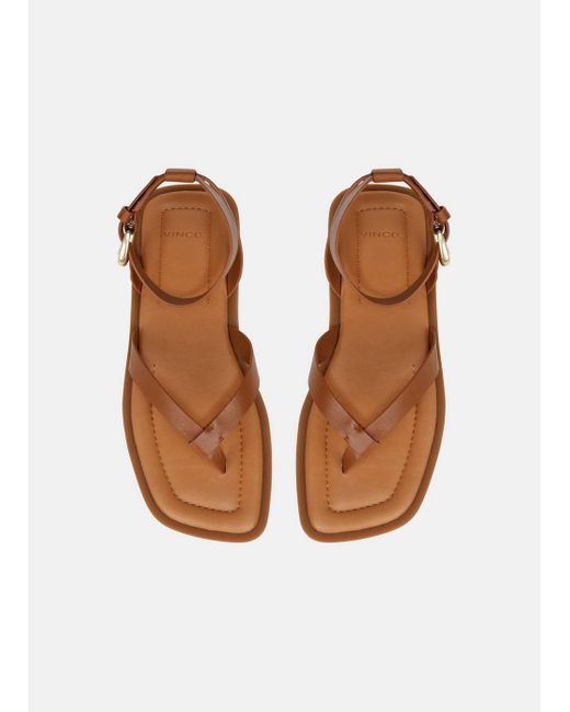 Vince White Samuela Leather Lug-sole Sandal, Sequoia Brown, Size 8.5