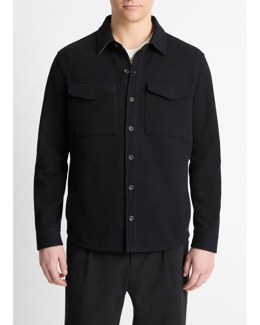 Vince Double-knit Piqué Shirt Jacket, Black, Size Xl for men