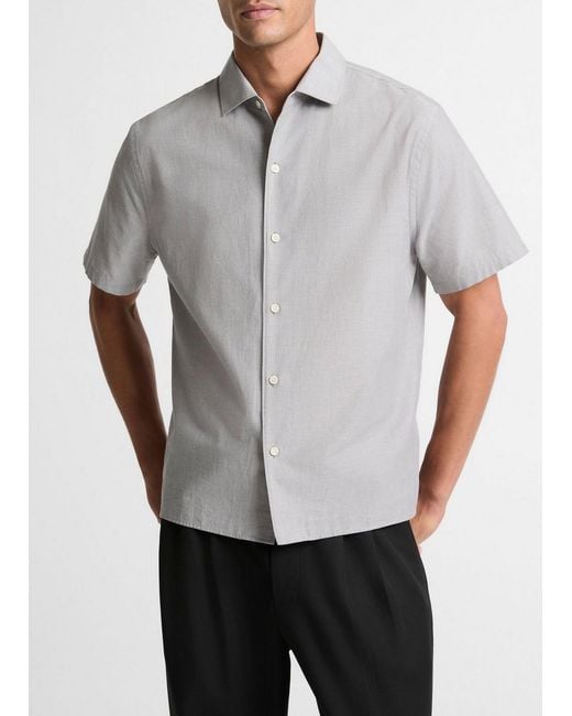 Vince Gray Cotton Short-Sleeve Button-Front Shirt for men