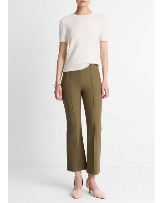 Vince Natural Mid-Rise Pintuck Crop Flare Pant
