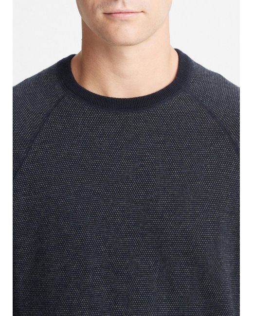 Vince Black Birdseye Raglan Sweater, Coastal/medium Heather Grey, Size Xxl for men